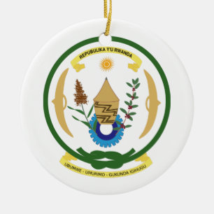 Rwanda Coat of Arms Ceramic Tree Decoration