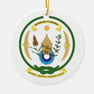Rwanda Coat of Arms Ceramic Tree Decoration