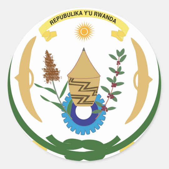 Rwanda Coat of Arms Classic Round Sticker | Zazzle.co.uk
