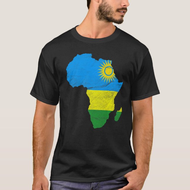 Rwanda Flag Africa Continent Silhouette Gift for R T-Shirt (Front)