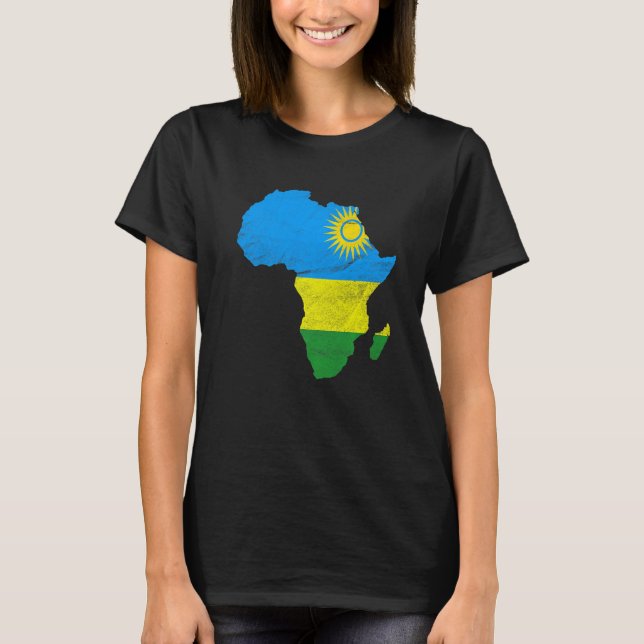 Rwanda Flag Africa Continent Silhouette Gift for R T-Shirt (Front)
