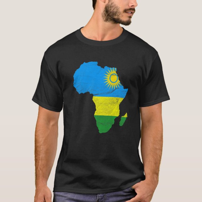 Rwanda Flag Africa Continent Silhouette Gift for R T-Shirt (Front)