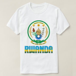 Rwanda Flag and Coat Of Arms Patriotic T-Shirt
