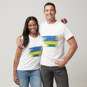 Rwanda Flag Brush Art T-Shirt