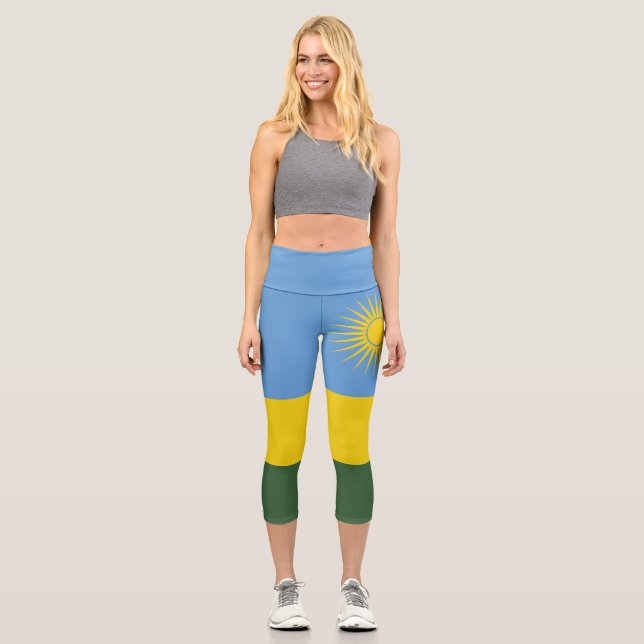 Rwanda flag capri leggings (Front)