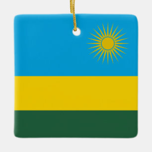 Rwanda Flag  Ceramic Ornament