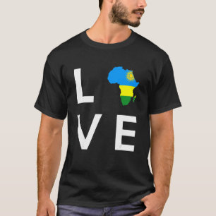 Rwanda Flag Love Africa Continent Silhouette for R T-Shirt