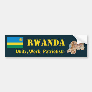 Rwanda Flag + Map Bumper Sticker