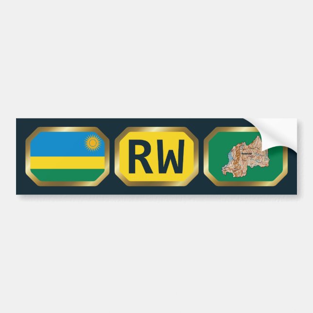 Rwanda Flag Map Code Bumper Sticker (Front)