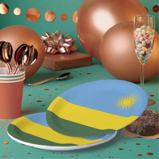 Rwanda flag paper plate (Multi)