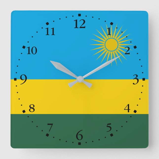 Rwanda Flag Square Wall Clock (Front)
