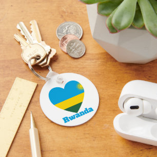 Rwanda Heart Flag Key Ring