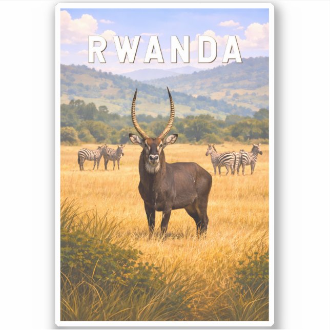 Rwanda Illustration Travel Art Vintage (Front)