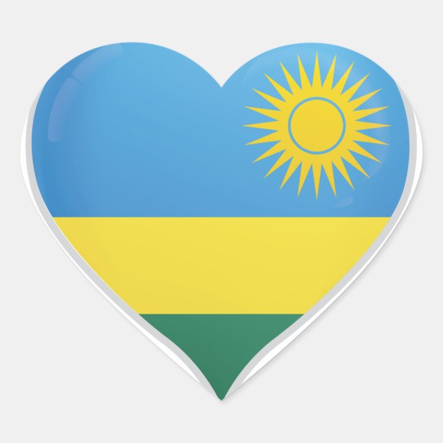 Rwanda love flag pride heart sticker (Front)