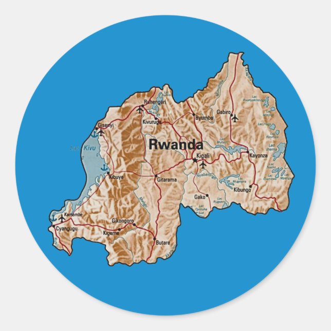 Rwanda Map Sticker (Front)