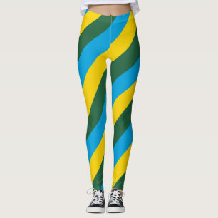Rwanda National Flag Colours Diagonal Striped Leggings
