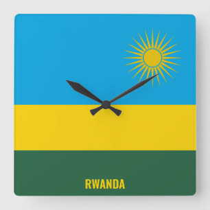 Rwanda National Flag Patriotic Square Wall Clock