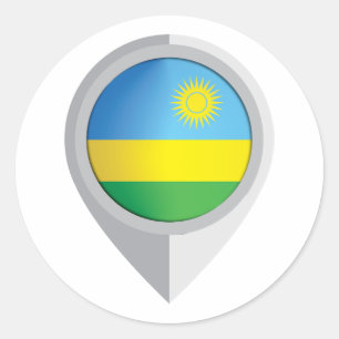  Rwanda   Pin Location Flag Classic Round Sticker