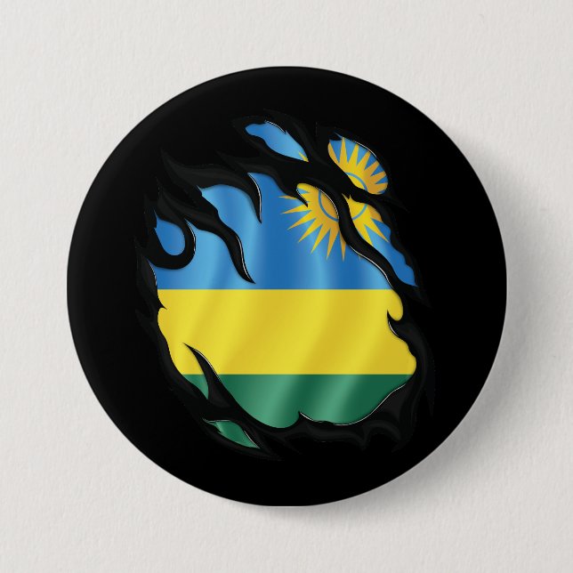 Rwanda Ripped Flag 7.5 Cm Round Badge (Front)