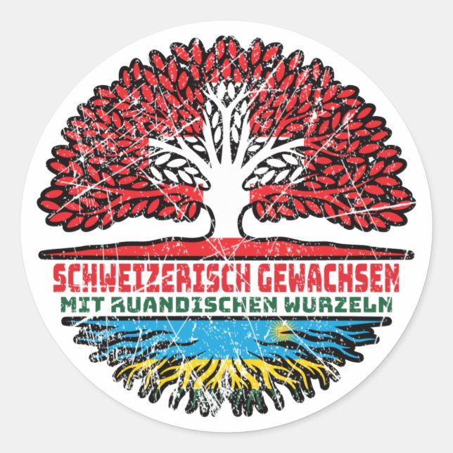 Rwanda Rwanda Schweizer Schweiz Baum Wurzel Classic Round Sticker (Front)
