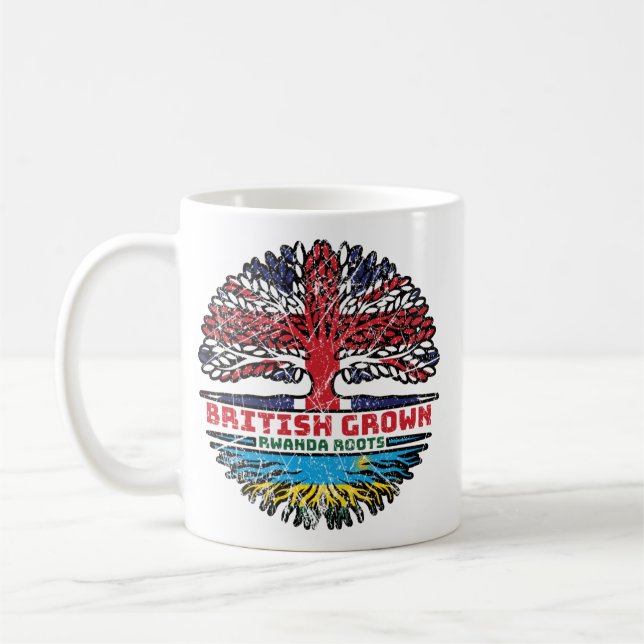 Rwanda Rwandan British UK Tree Roots Flag Coffee Mug (Left)