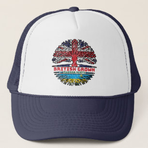 Rwanda Rwandan British UK Tree Roots Flag Trucker Hat