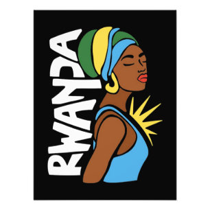 Rwanda Rwandan Flag Africa Map Photo Print