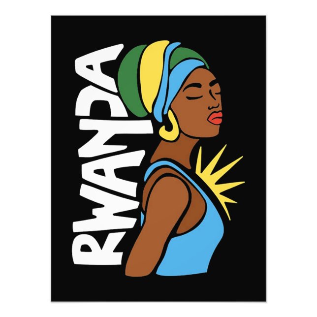 Rwanda Rwandan Flag Africa Map Photo Print (Front)
