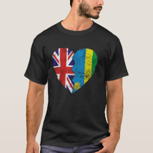 Rwandan British Flags Heart United Kingdom Rwanda T-Shirt