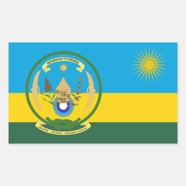 Rwandan Flag & Seal, Flag of Rwanda Rectangular Sticker (Front)