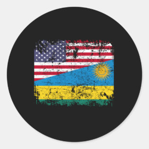 Rwandan Roots Half American Flag Usa Rwanda Flag Classic Round Sticker