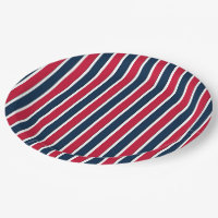 RWB Baseball Coord Stripes 1-PAPER PARTY PLATES