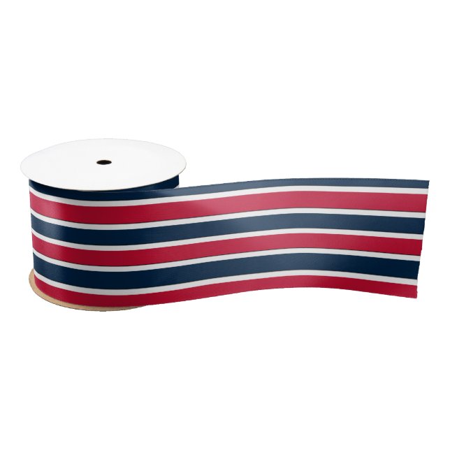 RWB Baseball Coord. Stripes 1-SATIN RIBBON SPOOL Satin Ribbon (Spool)