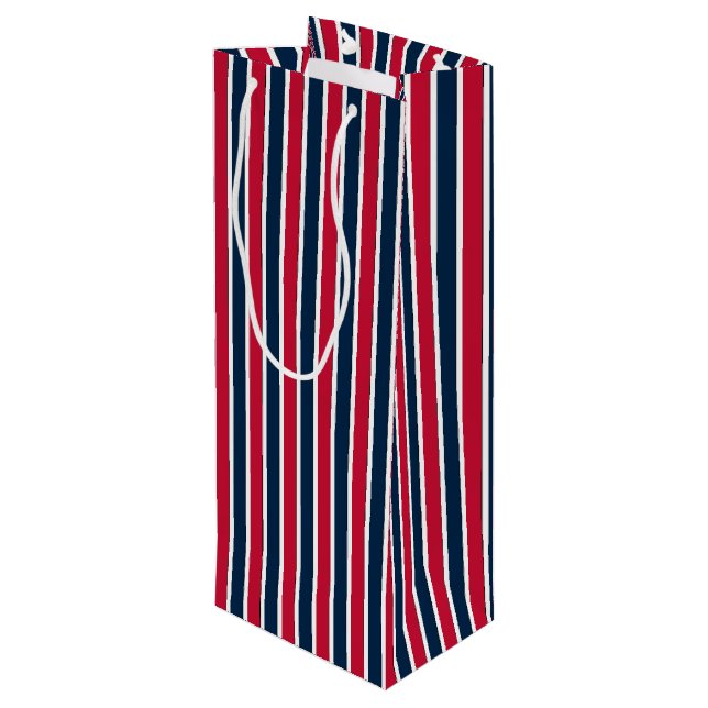 RWB Baseball Coordinating Stripes 1-WINE GIFT BAG (Back Angled)