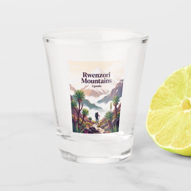 Rwenzori Mountains Uganda Shot Glass (Front)