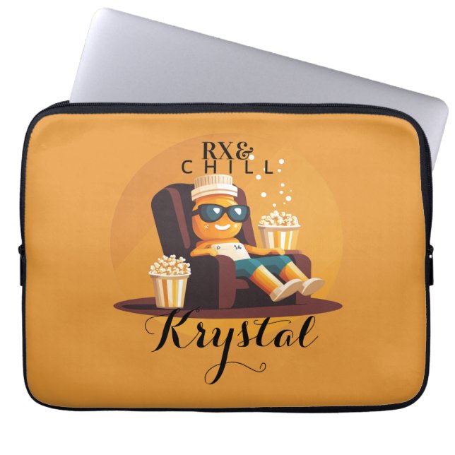 Rx & Chill | Funny Pharmacy Tech Names Laptop Sleeve (Front)