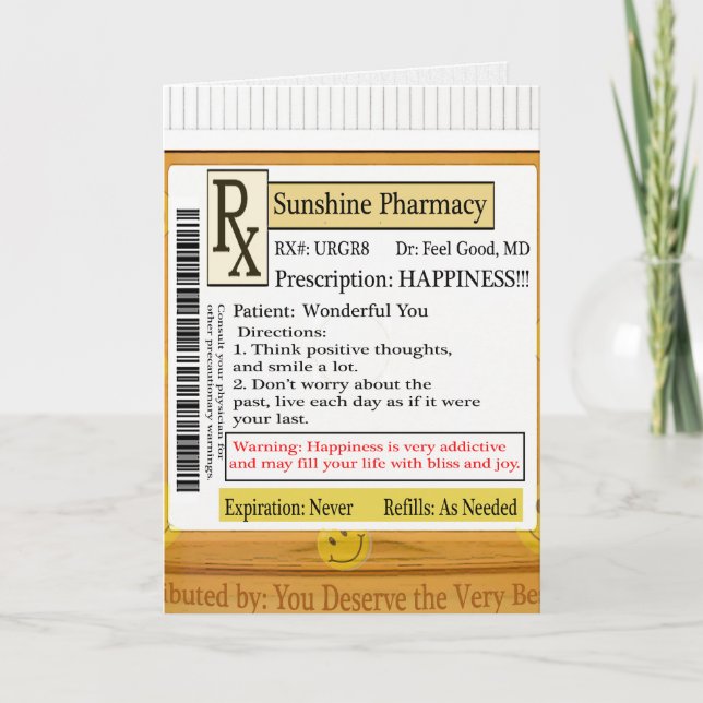 RX Funny Happiness Prescription Card (Front)