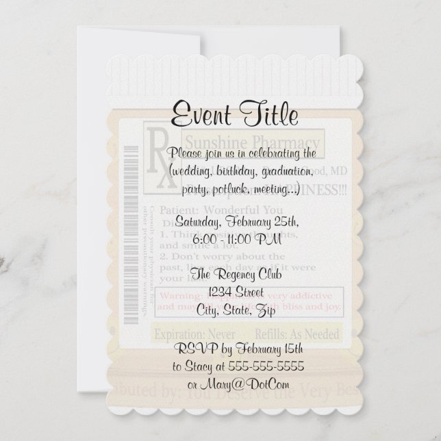 RX Funny Happiness Prescription Invitation (Front)