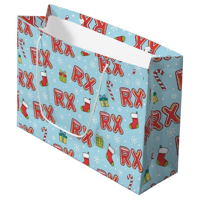 RX-Mas Pharmacy Christmas  Large Gift Bag (Front Angled)