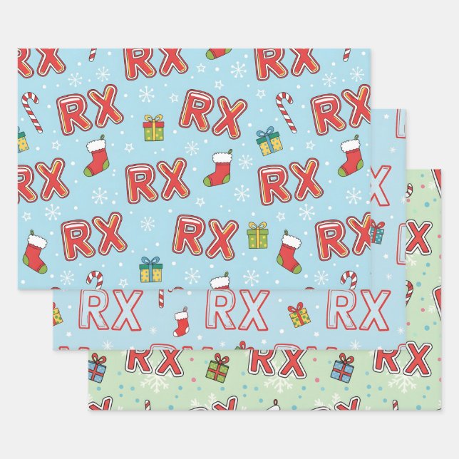 RX-Mas Pharmacy Christmas  Wrapping Paper Sheet (Set)