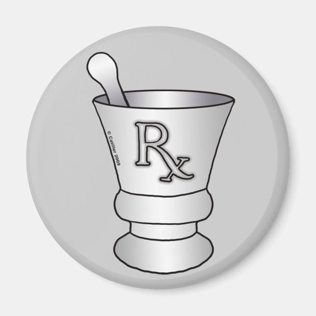 RX Mortar Pestle round magnet (Front)