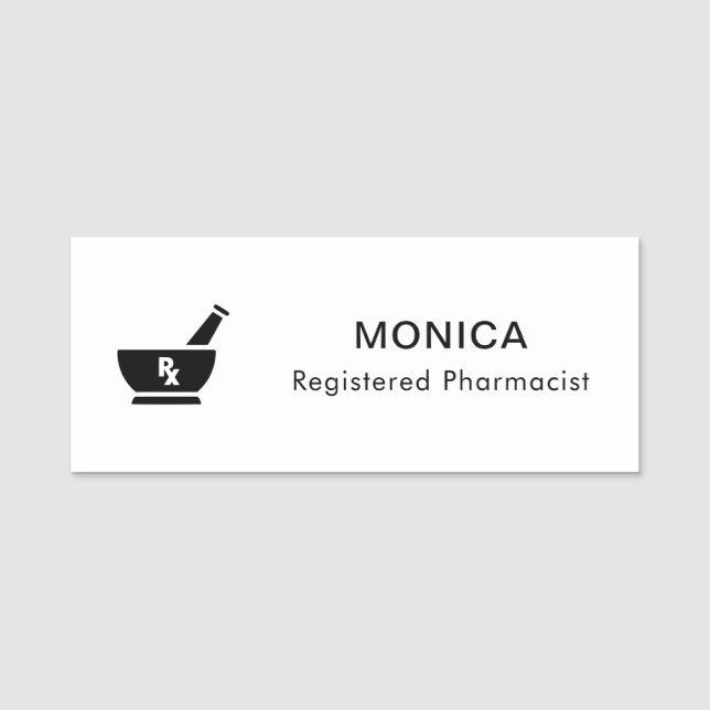 RX Pharmacy Logo Pharmacist Medical Care Name Tag (Front)