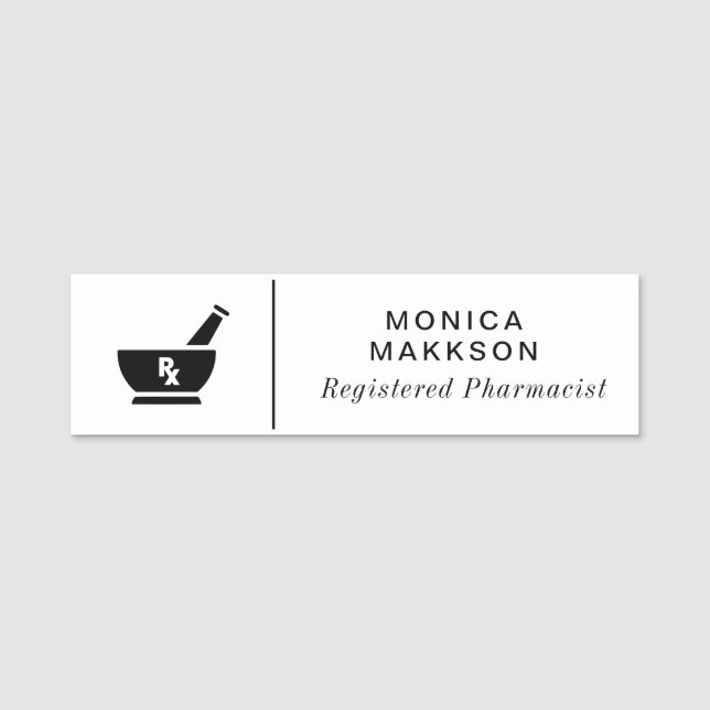 RX Pharmacy Logo Pharmacist Medical Care Name Tag (Front)
