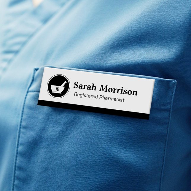 RX Pharmacy Logo Pharmacist Medical Care Name Tag (Creator Uploaded)