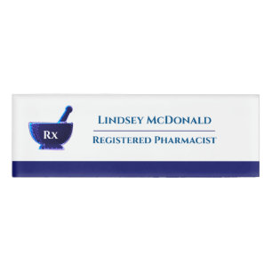 RX Pharmacy Logo  Pharmacist Medical Name Tag