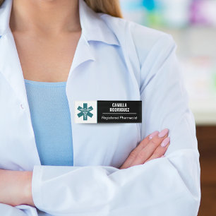 RX Pharmacy Medical Care Name Tag with Logo