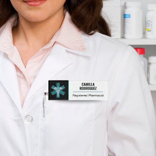 RX Pharmacy Medical Care Name Tag with Logo