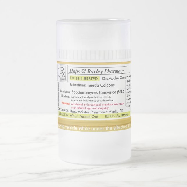 RX Prescription Beer Mug CustomizeAbles (Center)