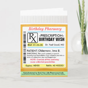 RX Prescription for Birthday Card