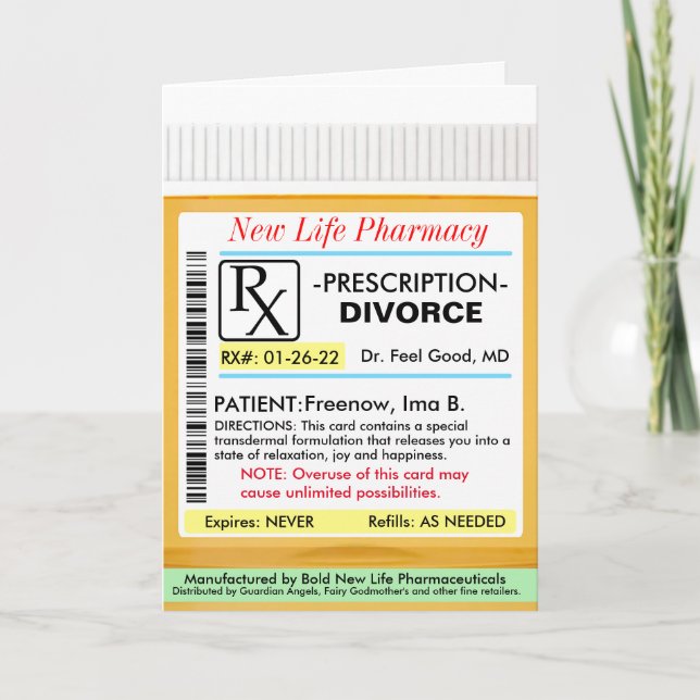 RX Prescription for Divorce Card (Front)